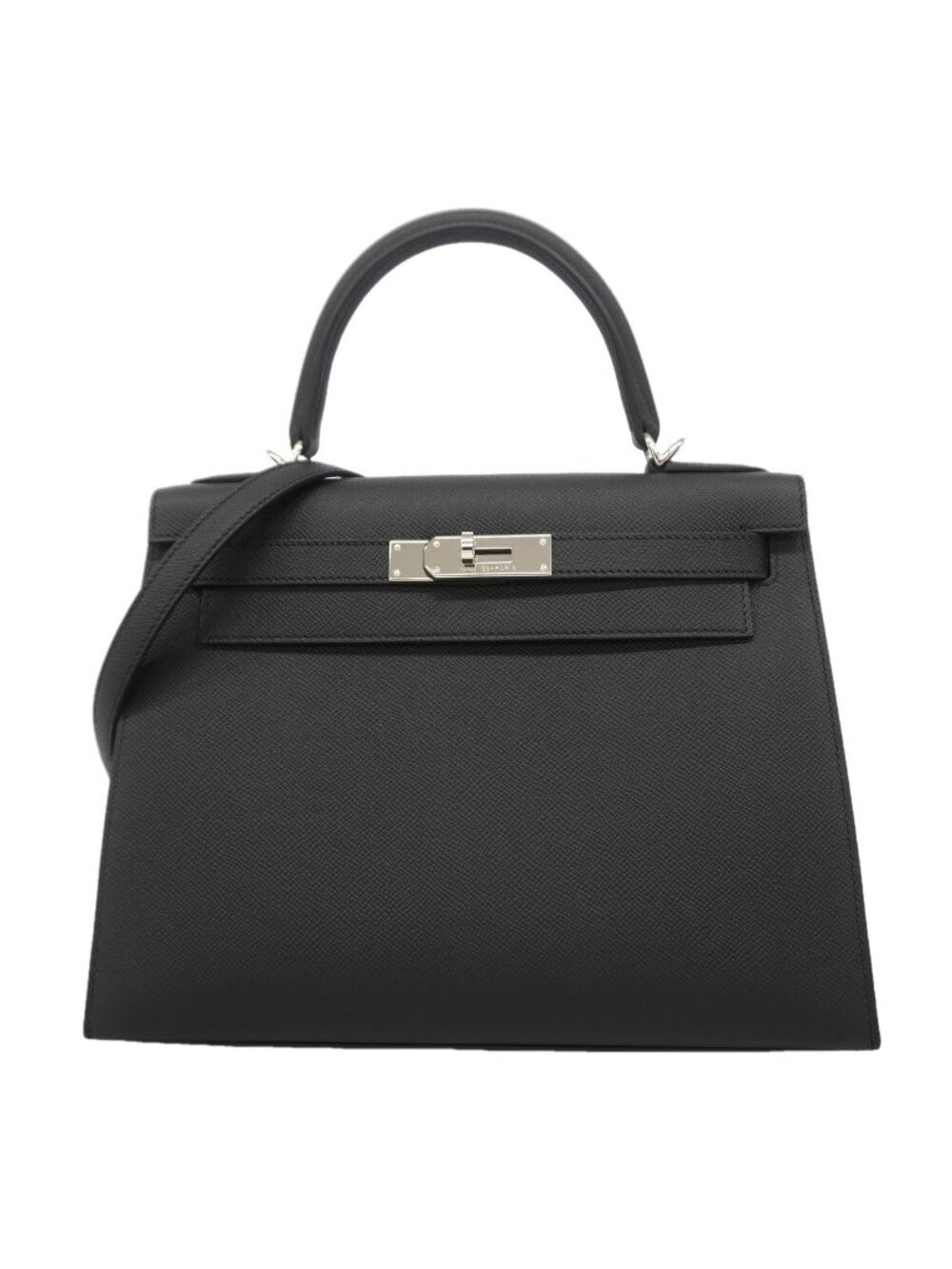 Hermes Handbag Kelly 28 Veau Epsom Black Silver 2-Way Bag